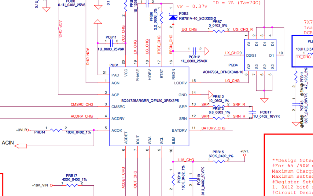 BQ24725ARGRR_ IC Charger Section . For educational purpose only.
