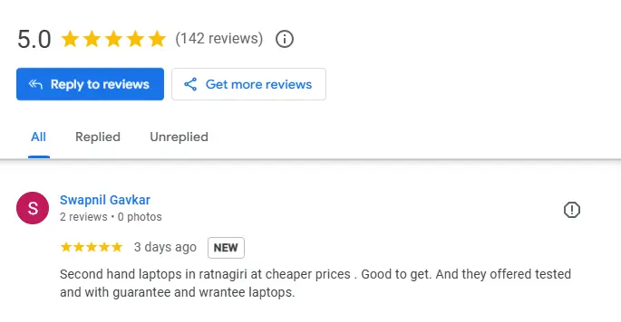 second hadn laptop ratnagiri review for krishnai laptops by local customer from ganapatipule