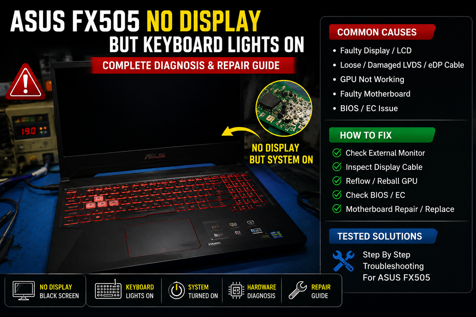 No Display But Keyboard Lights ON
